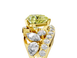 Yellow gold Fancy Yellow Heart  Diamond Halo Ring with Marquise and Pavé Band in Prong Setting_74