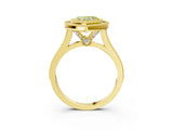 Yellow gold Fancy Yellow Heart  Diamond Halo Ring with Milgrain Frame and Pavé Band_63