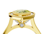 Yellow gold Fancy Yellow Heart  Diamond Halo Ring with Milgrain Frame and Pavé Band_64