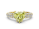 Yellow gold Fancy Yellow Heart  Diamond Pavé Band Solitaire Ring with Four-Prong Setting_49
