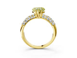 Yellow gold Fancy Yellow Heart  Diamond Pavé Band Solitaire Ring with Four-Prong Setting_52