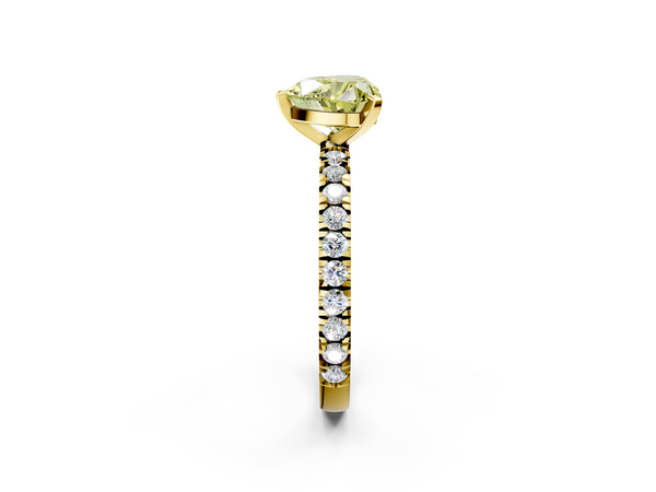 Yellow gold Fancy Yellow Heart  Diamond Pavé Band Solitaire with Four-Prong Setting