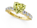 Yellow gold Fancy Yellow Heart  Diamond Pavé Band Solitaire with Four-Prong Setting_4
