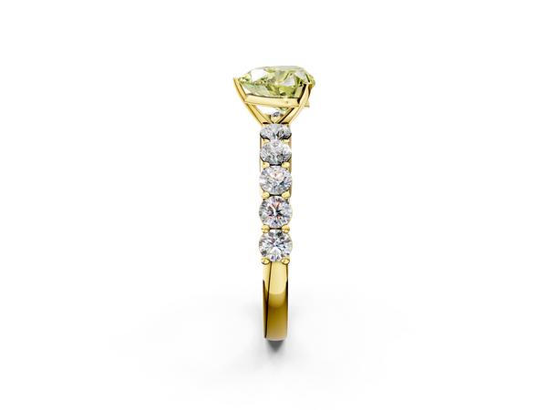Yellow Gold Heart-Shaped Shared Prong Engagement Ring Setting for Fancy Yellow Center