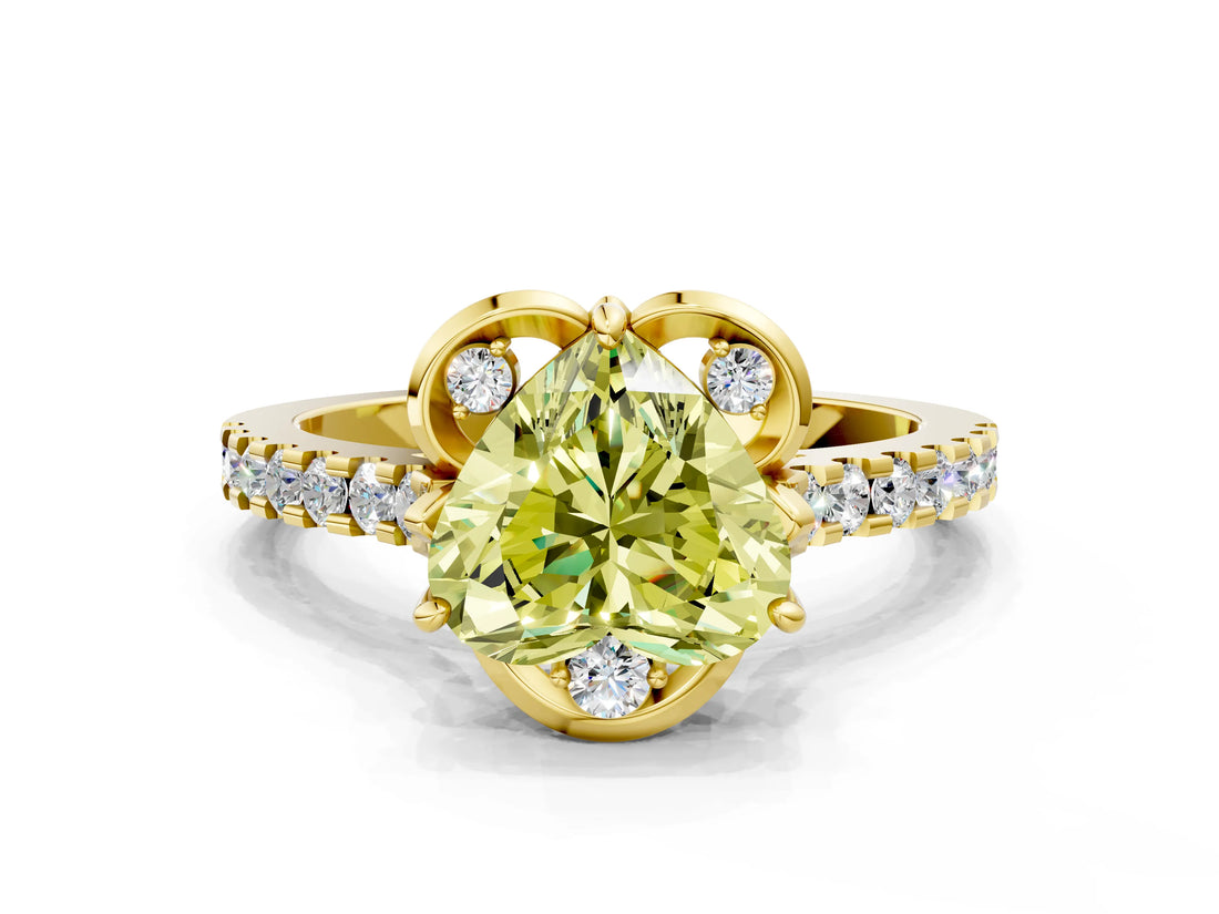 Yellow gold Fancy Yellow Heart  Diamond Pave Band with Floral Prong Setting_27