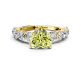 Yellow gold Fancy Yellow Heart  Diamond Prong Setting with Side Stones on a Pave Band_135
