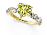 Yellow gold Fancy Yellow Heart  Diamond Prong Setting with Side Stones on a Pave Band_136