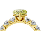 Yellow gold Fancy Yellow Heart  Diamond Prong Setting with Side Stones on a Pave Band_139