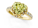 Yellow gold Fancy Yellow Heart  Diamond Solitaire Ring with Shared Prong Pavé Band_66