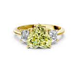 Yellow gold Fancy Yellow Heart  Diamond Three-Stone Ring with Trapezoid Side Stones and Prong Setting_16