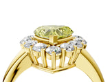 Yellow gold Fancy Yellow Heart  Halo Cluster Diamond Engagement Ring with Prong Setting and Polished Band_43