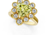Yellow gold Fancy Yellow Heart  Halo Diamond Cluster Engagement Ring with Milgrain Bezel Setting and Solitaire Band_52