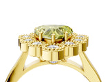 Yellow gold Fancy Yellow Heart  Halo Diamond Cluster Engagement Ring with Milgrain Bezel Setting and Solitaire Band_55