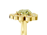 Yellow gold Fancy Yellow Heart  Halo Diamond Cluster Engagement Ring with Milgrain Bezel Setting and Solitaire Band_56