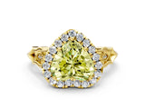 Yellow gold Fancy Yellow Heart  Halo Diamond Engagement Ring with Filigree Band and Four-Prong Setting_81