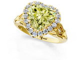 Yellow gold Fancy Yellow Heart  Halo Diamond Engagement Ring with Filigree Band and Four-Prong Setting_82
