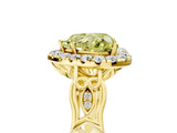 Yellow gold Fancy Yellow Heart  Halo Diamond Engagement Ring with Filigree Band and Four-Prong Setting_86