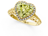 Yellow gold Fancy Yellow Heart  Halo Diamond Engagement Ring with Intricate Filigree Band and Four-Prong Setting_38