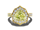 Yellow gold Fancy Yellow Heart  Halo Diamond Engagement Ring with Milgrain Band and Four-Prong Setting_37