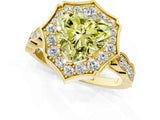 Yellow gold Fancy Yellow Heart  Halo Diamond Engagement Ring with Milgrain Band and Four-Prong Setting_38