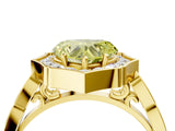 Yellow gold Fancy Yellow Heart  Halo Diamond Engagement Ring with Milgrain Band and Four-Prong Setting_41