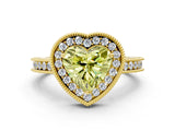 Yellow gold Fancy Yellow Heart  Halo Diamond Engagement Ring with Milgrain Pave Band and Four-Prong Setting_12