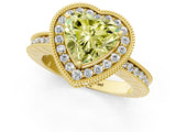 Yellow gold Fancy Yellow Heart  Halo Diamond Engagement Ring with Milgrain Pave Band and Four-Prong Setting_52