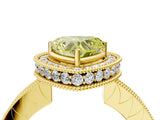 Yellow gold Fancy Yellow Heart  Halo Diamond Engagement Ring with Milgrain Pave Band and Four-Prong Setting_55