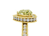 Yellow gold Fancy Yellow Heart  Halo Diamond Engagement Ring with Milgrain Pave Band and Four-Prong Setting_56