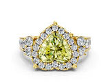 Yellow gold Fancy Yellow Heart  Halo Diamond Engagement Ring with Split Shank and Four-Prong Setting