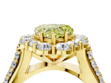 Yellow gold Fancy Yellow Heart  Halo Diamond Engagement Ring with Split Shank and Prong Setting_69
