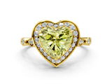 Yellow gold Fancy Yellow Heart  Halo Diamond Engagement Ring with Twisted Band and Four-Prong Setting 1