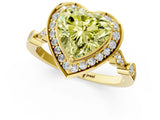 Yellow gold Fancy Yellow Heart  Halo Diamond Engagement Ring with Twisted Band and Four-Prong Setting 2