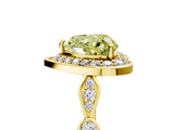 Yellow gold Fancy Yellow Heart  Halo Diamond Engagement Ring with Twisted Band and Four-Prong Setting