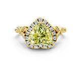 Yellow gold Fancy Yellow Heart  Halo Diamond Engagement Ring with Vintage-Inspired Band and Four-Prong Setting_3