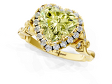 Yellow gold Fancy Yellow Heart  Halo Diamond Engagement Ring with Vintage-Inspired Band and Four-Prong Setting_4