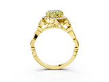 Yellow gold Fancy Yellow Heart  Halo Diamond Engagement Ring with Vintage-Inspired Band and Four-Prong Setting_6