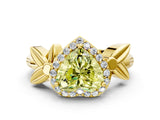Yellow gold Fancy Yellow Heart  Halo Diamond Floral Band with Four-Prong Setting_55