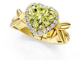 Yellow gold Fancy Yellow Heart  Halo Diamond Floral Band with Four-Prong Setting_56