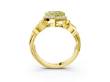 Yellow gold Fancy Yellow Heart  Halo Diamond Floral Band with Four-Prong Setting_58