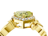Yellow gold Fancy Yellow Heart  Halo Diamond Floral Band with Four-Prong Setting_59