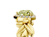 Yellow gold Fancy Yellow Heart  Halo Diamond Floral Band with Four-Prong Setting_60