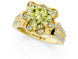 Yellow gold Fancy Yellow Heart  Halo Diamond Floral Split Shank Engagement Ring 2