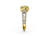 Yellow gold Fancy Yellow Heart  Halo Diamond Floral Split Shank Engagement Ring 3
