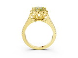Yellow gold Fancy Yellow Heart  Halo Diamond Floral Split Shank Engagement Ring 4