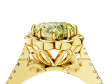 Yellow gold Fancy Yellow Heart  Halo Diamond Floral Split Shank Engagement Ring 5