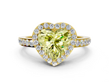 Yellow gold Fancy Yellow Heart  Halo Diamond Pavé Band Ring with Prong Setting_20