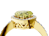 Yellow gold Fancy Yellow Heart  Halo Diamond Pavé Band Ring with Prong Setting_24