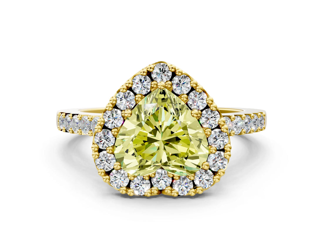 Yellow gold Fancy Yellow Heart  Halo Diamond Pavé Solitaire Ring_39
