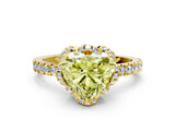 Yellow gold Fancy Yellow Heart  Halo Diamond Pave Band Ring with Four-Prong Setting_15